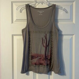 American Eagle Cactus Desert Embellished Tank Top Small